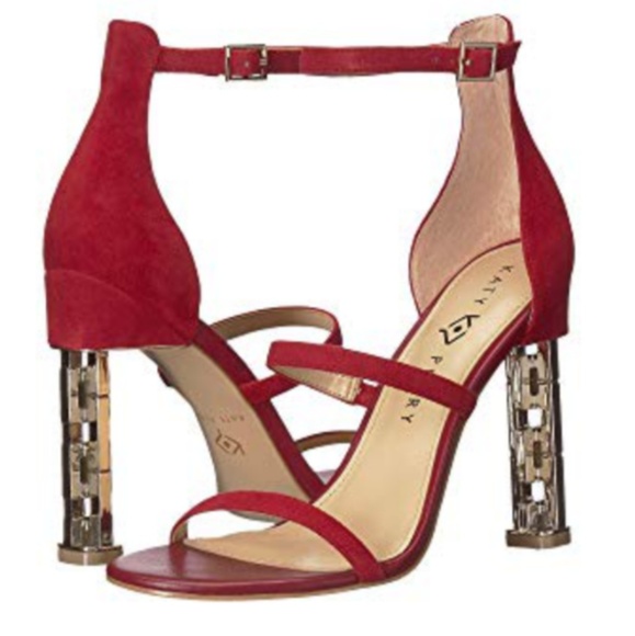 Katy Perry Collections Shoes - Katy Perry red and silver suede link heels